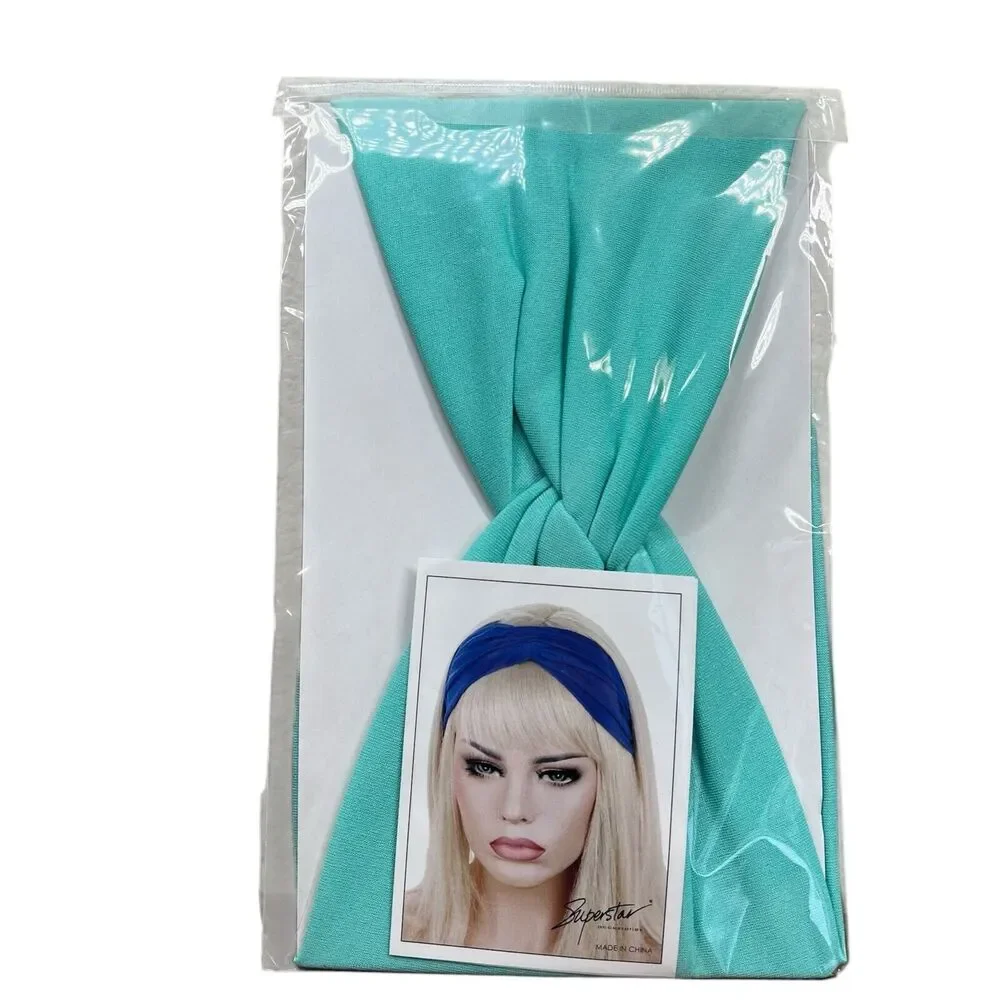 HeadBands Light Teal   Wide Large Turban Boho Cloth Hairband Twisted Knot Yoga